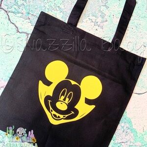 Black Tote Bag with Yellow Mickey Mouse Design